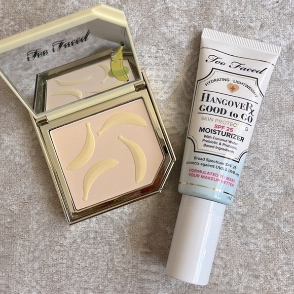 Brand New Too Faced Hangover Rx SPF 25 Moisturizer & Its Bananas Setting Powder - Picture 1 of 13